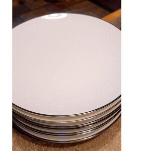 Noritake Ivory China Lorelei 7541 Salad lunch Plates Set 4 Platinum Trim Floral